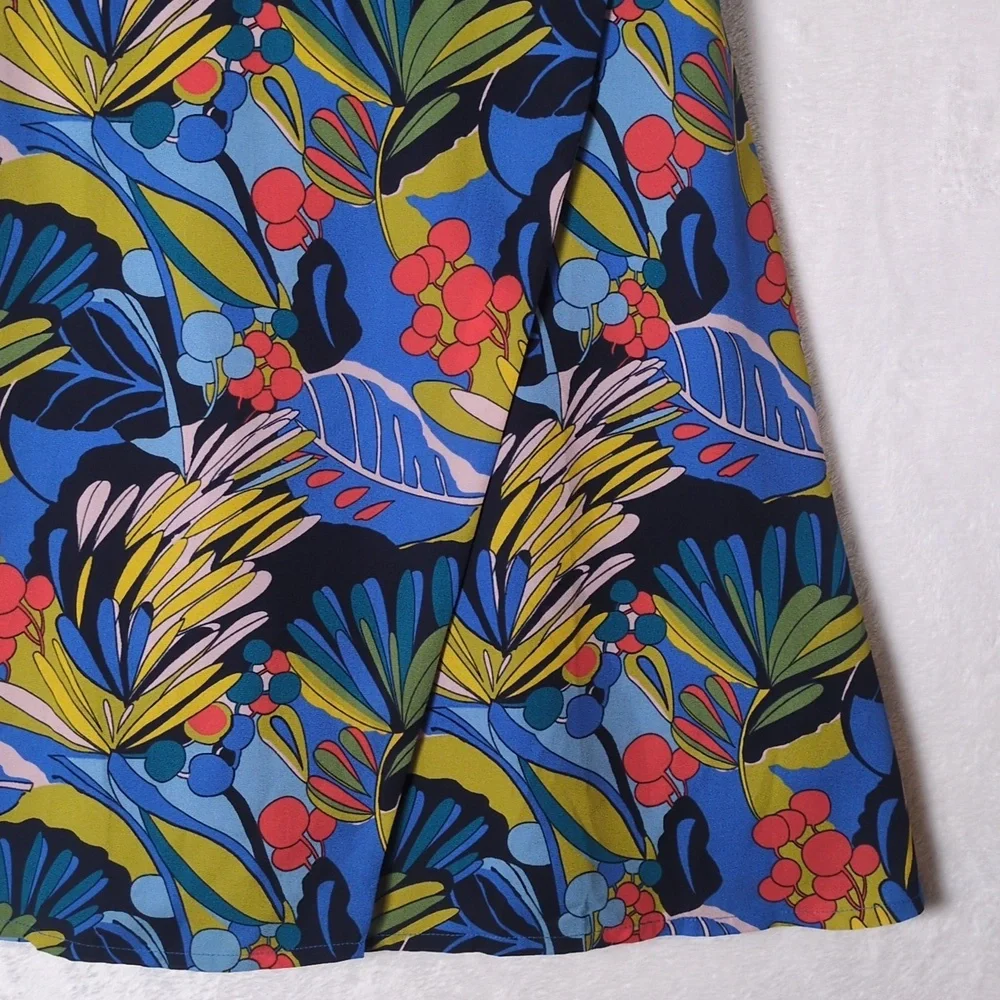 J. Crew Mercantile Blue Colorful Botanical Knee‎ Length Dress Size 8